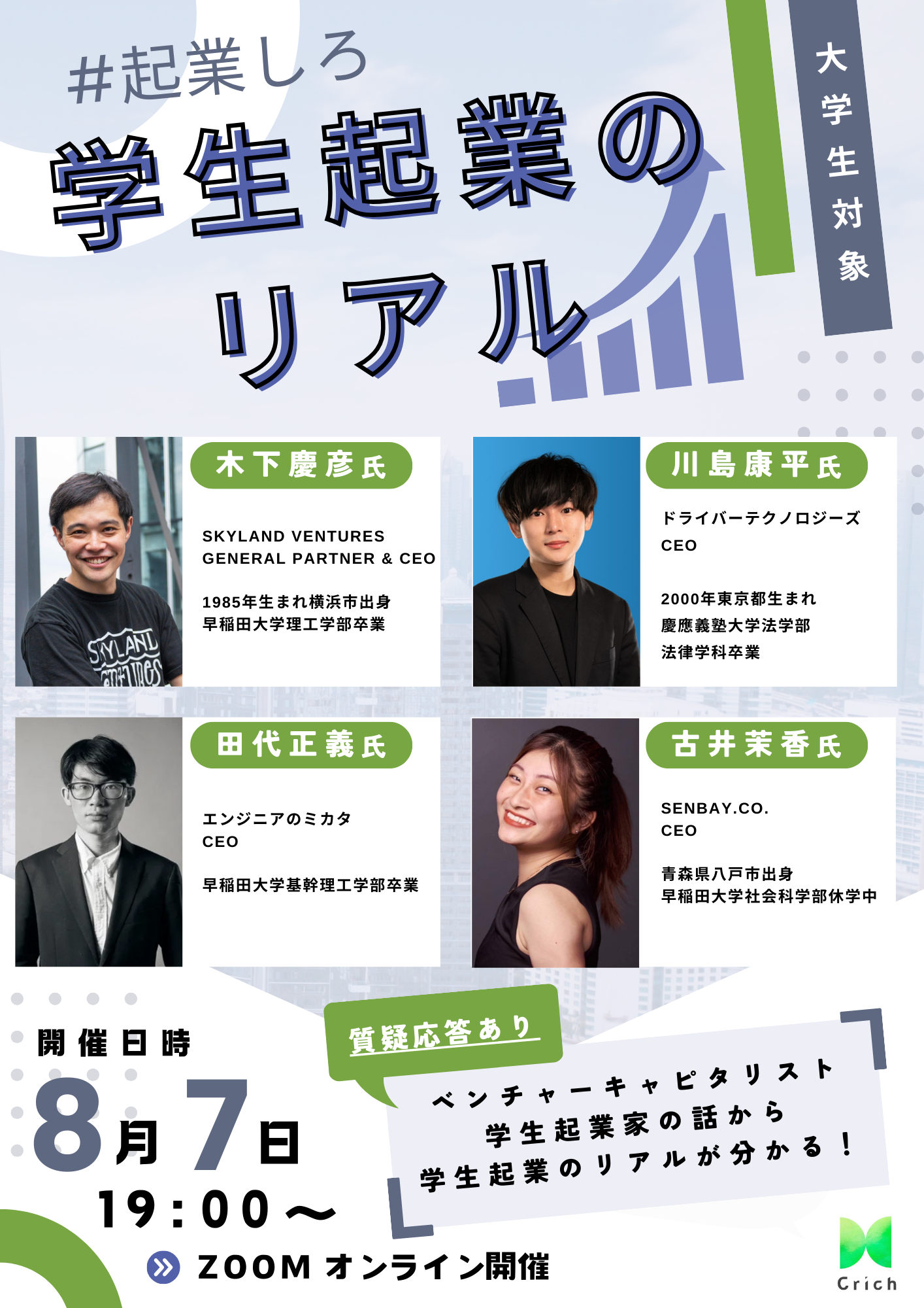 起業しろ 学生起業のリアル【イベント情報】 | Crich Waseda